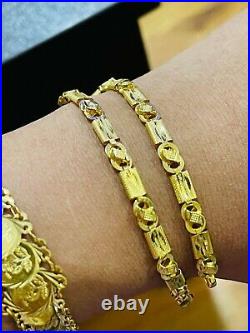 Solid 22K 916 Fine Yellow Saudi Real Gold 7.5 Womens Baht Bracelet 4.91grm 5mm