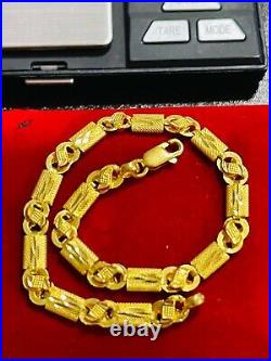 Solid 22K 916 Fine Yellow Saudi Real Gold 7.5 Womens Baht Bracelet 4.91grm 5mm