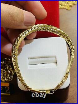 Solid New 18K 750 Fine Saudi Gold 7.5 Long Womens Cuban Bracelet 10.02g 7mm