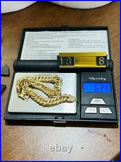 Solid New 18K 750 Fine Yellow Saudi Gold 7.5 Womans Curb Bracelet 8mm 6.34gram