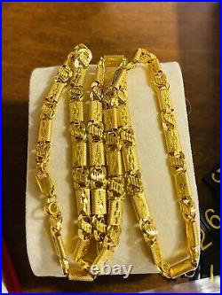 Solid New 22K Yellow Real Saudi Gold 916 Womans Baht Necklace 20 Long 13.3g 5mm
