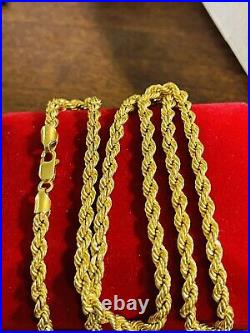 Solid New 22K Yellow Real Saudi Gold 916 Womans Rope Necklace 20Long 10.66g 4mm