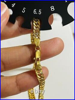 Solid New 22K Yellow Saudi Gold Fine 916 Mens Curb Bracelet 8.5 long 6mm 7.13g