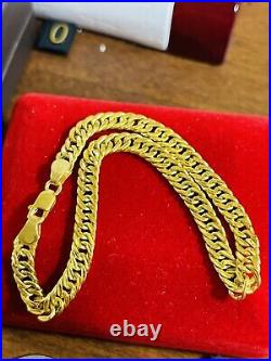 Solid New 22K Yellow Saudi Gold Fine 916 Mens Curb Bracelet 8.5 long 6mm 7.13g