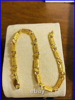 Solid New 22K Yellow Saudi Gold Fine 916 Womens Baht Bracelet 7.5 5mm 4.91gram