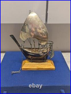 Solid Silver Sailing Ship Boat United Arab Emirates 925 Silver Not Scrap