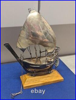 Solid Silver Sailing Ship Boat United Arab Emirates 925 Silver Not Scrap