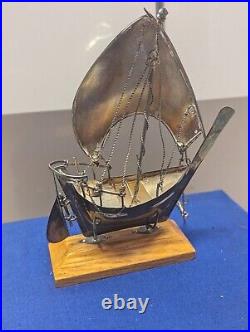 Solid Silver Sailing Ship Boat United Arab Emirates 925 Silver Not Scrap