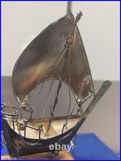 Solid Silver Sailing Ship Boat United Arab Emirates 925 Silver Not Scrap