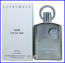 Supremacy Silver Eau de Parfum By Afnan, 3.4 oz TESTER BOX, FAST SHIPPING
