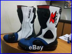 Suzuki GSXR Motorbike Racing Custom Leather Protective Boot Shoes