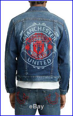 True Religion Men's X Manchester United Western Denim Trucker Jacket in Indigo