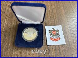 UAE National Day 25th Anniversary Silver 50 Dirhams 1996 PROOF Box COA