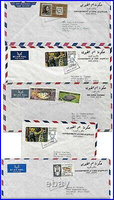 UAE UMMAL QIWAIN 1960s COLLECTION OF 10 AIR MAIL OFFICIAL COVERS WithVARIOUS FRANK
