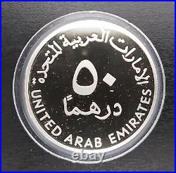 UAE UNITED ARAB EMIRATES SILVER PROOF 50 DIRHAMS COIN 2007 YEAR KM#82 25th BANKS