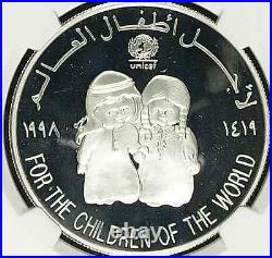 UAE United Arab Emirates 1998 Silver Coin 50 Dirhams UNICEF Children NGC PF69