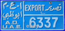 UAE United Arab Emirates Abu Dhabi Export License Licence Number Plate 6337