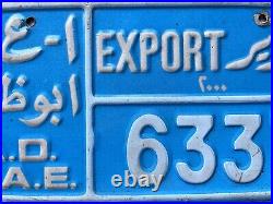 UAE United Arab Emirates Abu Dhabi Export License Licence Number Plate 6337