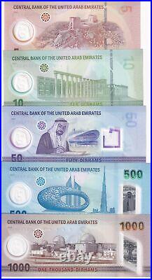 UAE United Arab Emirates Set 5 UNC 5 10-1000 Dirhams Random Date P 35 36 37- 43