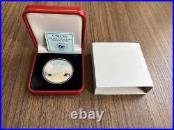 UAE United Arab Emirates UNICEF Children Silver 50 Dirhams 1998 PROOF Box COA