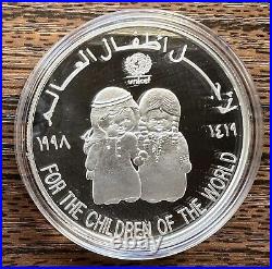 UAE United Arab Emirates UNICEF Children Silver 50 Dirhams 1998 PROOF Box COA