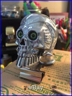 USA Made Green Glass Eyes Grim Reaper Skull Hood/fender Ornament Harley Gabby