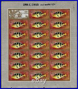 Uae 1967 Air Mail Umm Al Qiwain Fish Set Complete In Full Sheets Of 20 All Imper