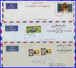 Uae Umm Al Qiwain 1969 Three Official Govt Airmail Covers Different Franking All