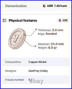 United Arab Emirates 1 Dirham Silver Coin 2005 XF Grade UAE Dallah Copper-Nickel