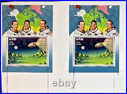 United Arab Emirates 1960's PERF ERROR Ajman USA Space 2 Stamps Sheet