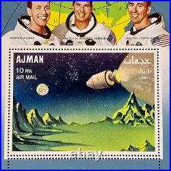 United Arab Emirates 1960's PERF ERROR Ajman USA Space 2 Stamps Sheet