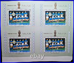 United Arab Emirates 1968 UNCUTED PROOF Ajman Italy Soccer 4 Stamps Sheet