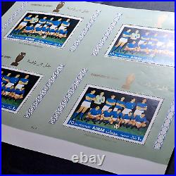 United Arab Emirates 1968 UNCUTED PROOF Ajman Italy Soccer 4 Stamps Sheet