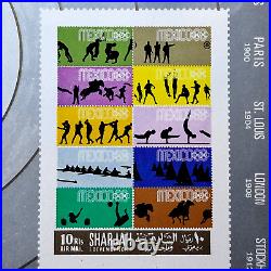 United Arab Emirates 1968 imperf UNCUTED PROOF Sharjah Olympics Mexico 2 Stamps