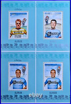 United Arab Emirates 1969 UNCUTED PROOF Ajman Cycling Sport 4 Stamps Sheet