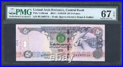 United Arab Emirates 2004-2015 Banknotes 5, 10, 50 Dirhams, Pmg Certified 67/68