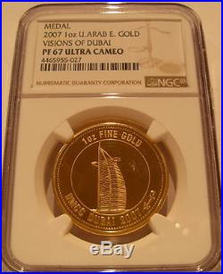 United Arab Emirates 2007 Gold Medal 1 oz NGC PF-67UC Visions of Dubai