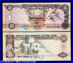 United Arab Emirates 50 Dirhams P14 1996 Oryx Unc Gulf Sparowhawk Money Banknote