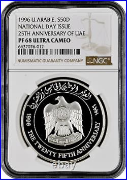 United Arab Emirates 50 dirham 1996, NGC PF68 UC, 25th Anniv. Of Independence
