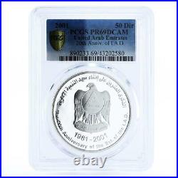 United Arab Emirates 50 dirhams Development Institute PR69 PCGS silver coin 2001