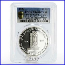 United Arab Emirates 50 dirhams National Bank Dubai PR-69 PCGC silver coin 1998