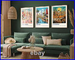 United Arab Emirates, Abu Dhabi Dubai Sharjah, Set of Three Poster Art Print