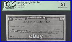 United Arab Emirates Arab Bank Limited Cheque 20 Dollars Photographic Proof UNC