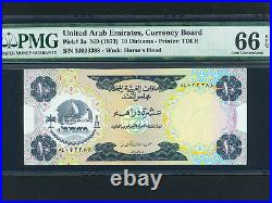 United Arab Emirates (UAE)P-3,10 Dirhams, 1973 1st Issue PMG Gem UNC 66 EPQ