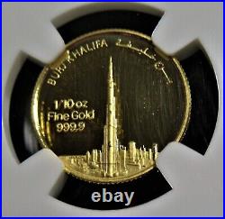 United Arab Emirates gold Sheikh Khalifa Nahyan 1/10 oz ND (2012) PR68 UC NGC