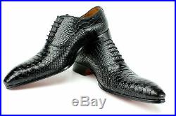Vintage Black Crocodile Handmade Men Italian Leather Dress Shoes/Oxford Shoes