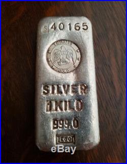 Vintage Emirates Gold. 999 Silver Kilo Poured Bar