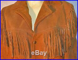 Vintage Schott Rancher Western Fringe suede leather Jacket Coat Size 36