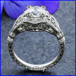 Vintage art deco 2.00cts white round diamond engagement wedding 14k gold ring