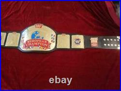 WWF European Championship Wrestling Leather Belt Thick Plated Adult Size